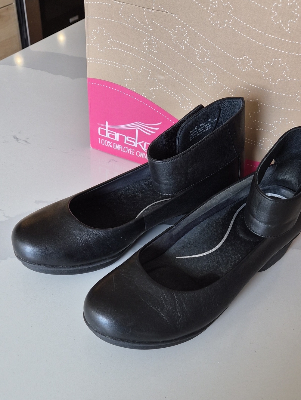 Dansko Black Leather Ankle-Cuff Women's Wedge Shoes - Picture 2 of 9